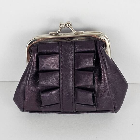 Miche Karie Purple Ruffle Front Faux Leather Coin Pouch - Picture 1 of 9